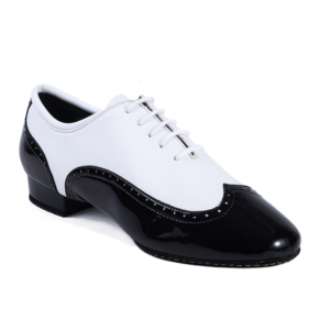 Danceage 4022-2100 White Coag + Black Patent Men’s Ballroom Dance Shoes