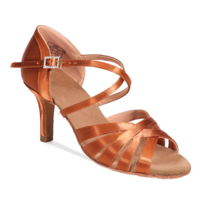 Danceage 2240-0750 Dark Tan Satin Ladies Latin Dance Shoes