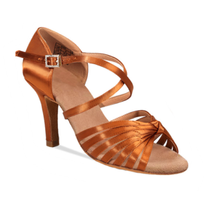 Danceage 2241-0750 Dark Tan Satin Ladies Latin Dance Shoes
